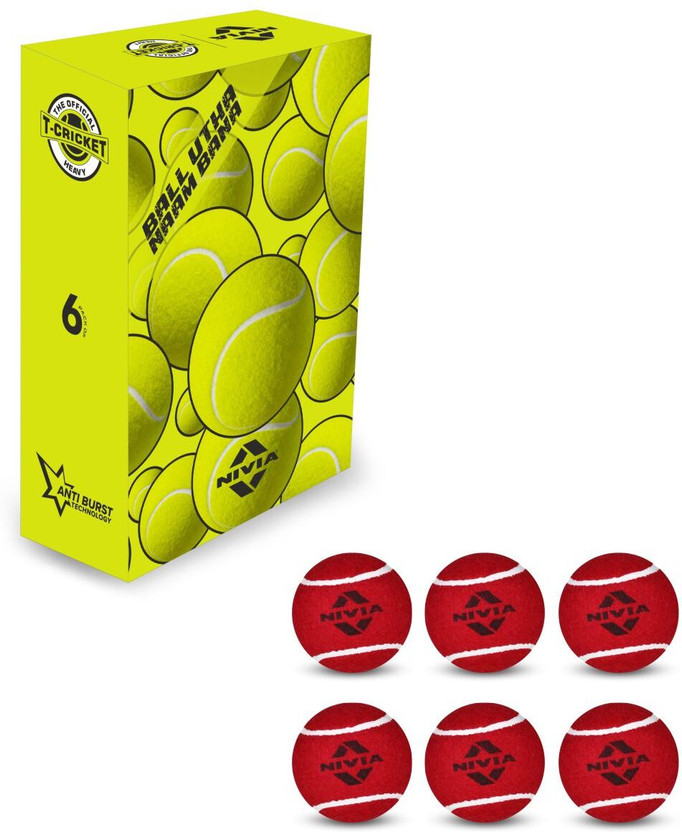 NIVIA Cricket Tennis Ball Heavy Weight (Pack of 6 Balls) Cricket Tennis Ball(Standard, Pack of 6, Red)