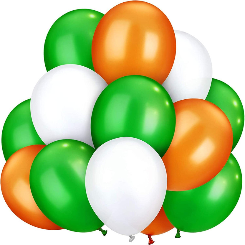 Bevy Bevy Pearls Solid Metallic Balloon/ Tricolor / 50 Balloon(Green, Orange, White, Pack of 50) - Flipkart Deal