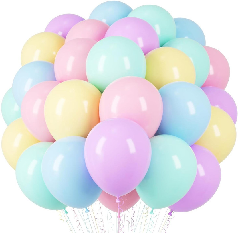 K A Enterprises Solid Pastel Multicolor Balloons for Decoration, Solid Color Balloons For Decoration Balloon(Multicolor, Pack of 53)