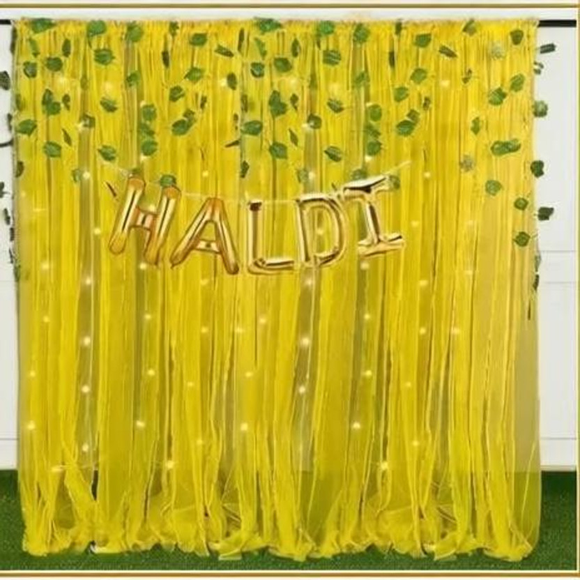 PARTY BREEZE Solid haldi mehndi decorations backdrop items kit combo set for wedding pack item set Balloon(Yellow, Green, Pack of 11)