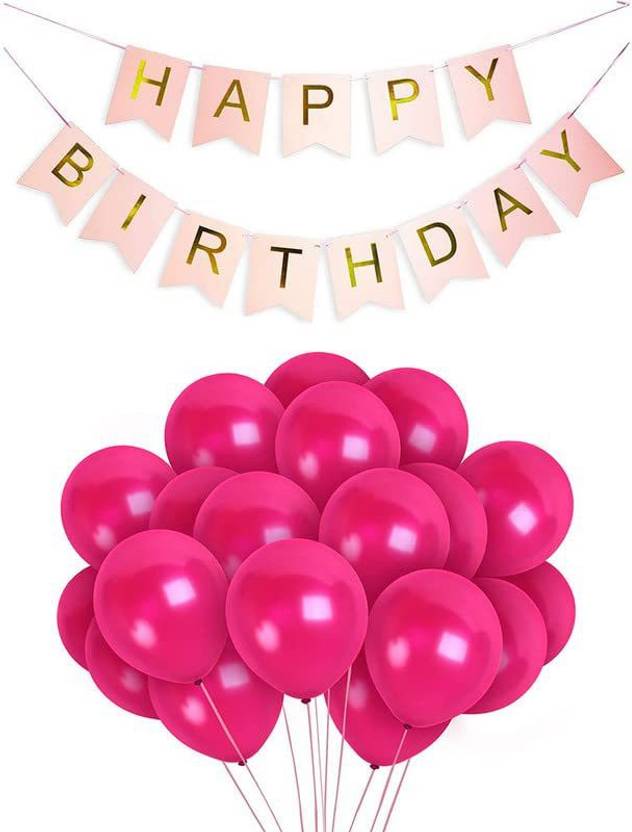 Flipkart Selibration Solid Light Pink Happy Birthday Banner With