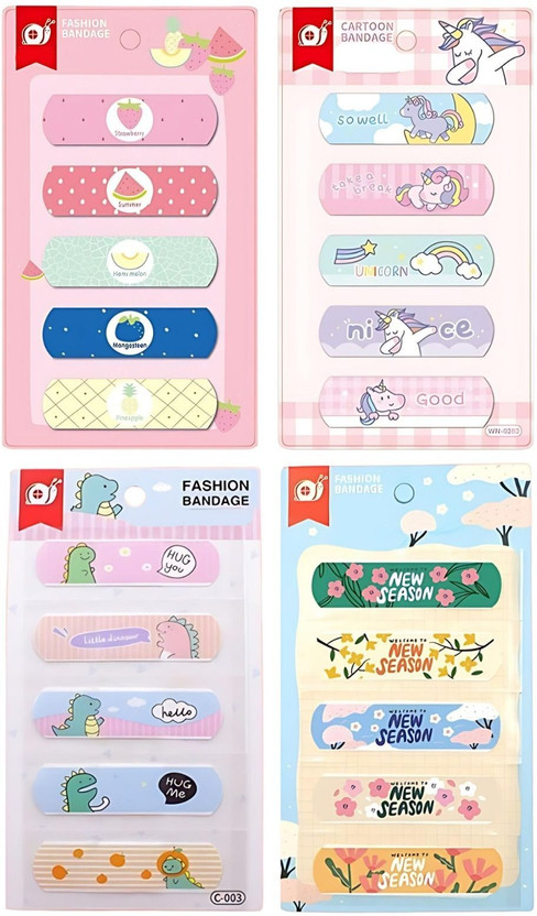 SWARUPNIDHI 20Pcs Kids Cartoon Bandages – Waterproof, Breathable, Hypoallergenic Bandage Protector(Adult & Kids Hand, Back, Foot, Knee)
