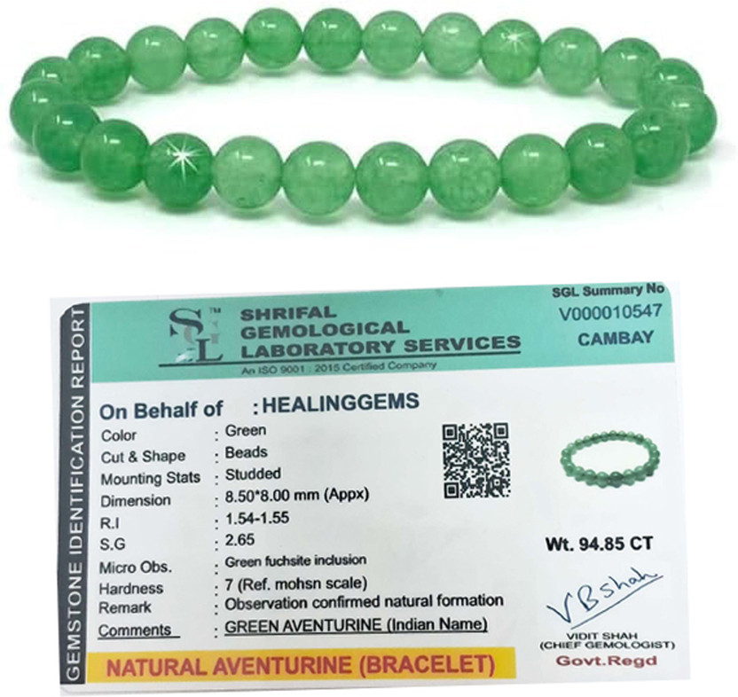 HEALINGGEMS Stone, Green Aventurine, Crystal, Green Jade Agate Bracelet