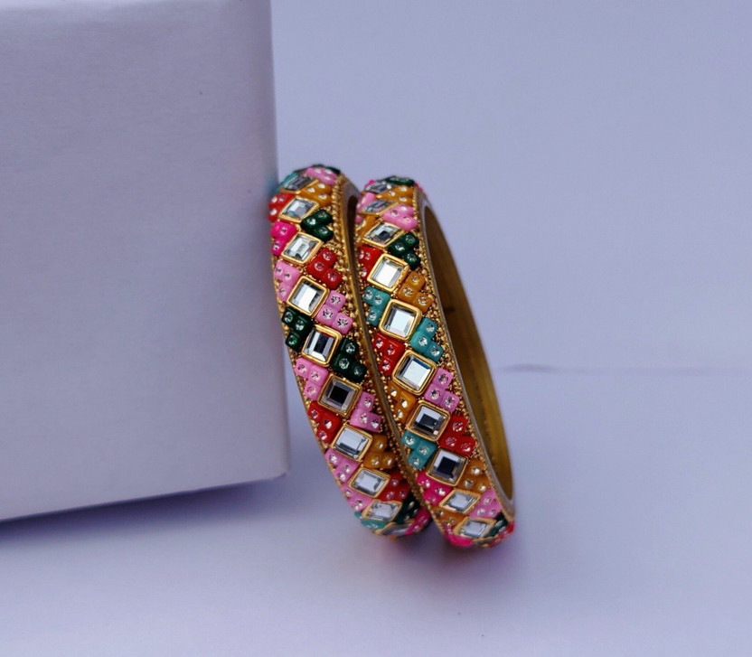 Suhag bangles house Glass Cubic Zirconia Kada(Pack of 2)