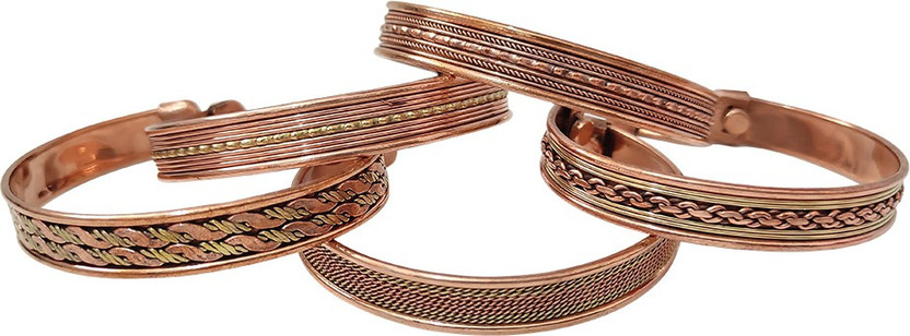 Flat Thick Twisted Copper Bracelet Cuff Kada Kadaa Kara Band Wristlet  Wristband Men Women Unisex Healing