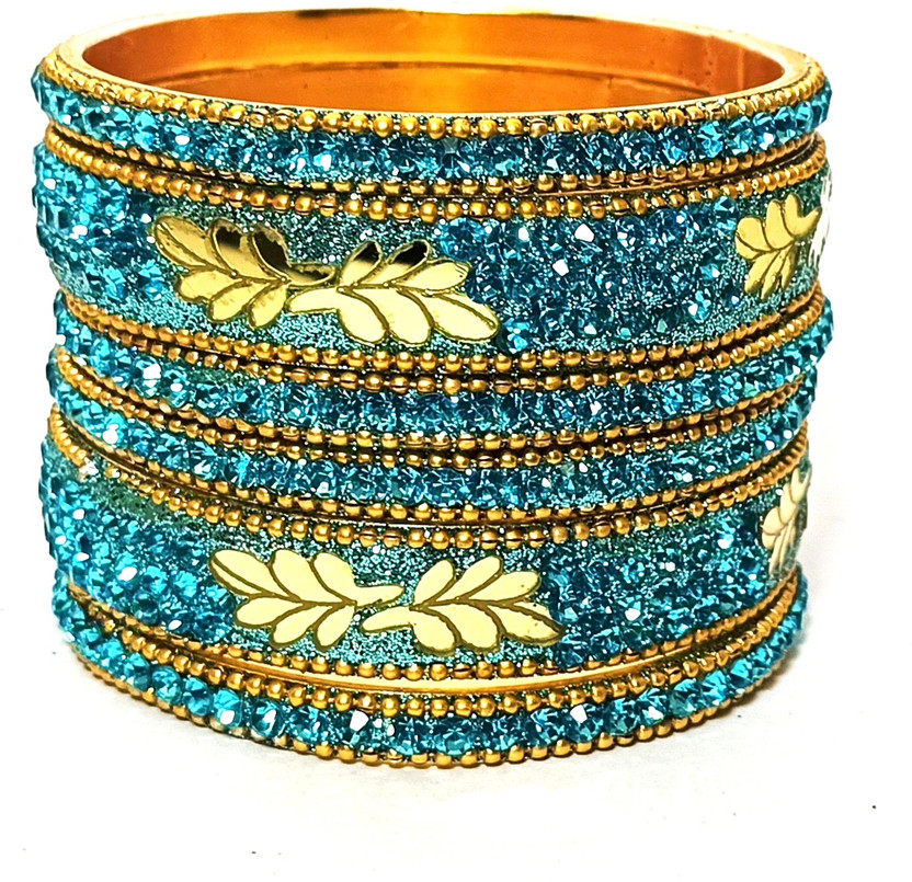 AAHANA Metal Cubic Zirconia Gold-plated Bangle Set(Pack of 6)