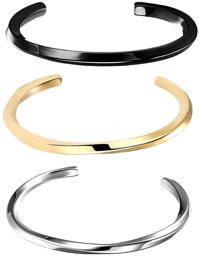 AMAAL Metal, Alloy, Stainless Steel Silver, Gold-plated, Black Silver Bracelet Set(Pack of 3)
