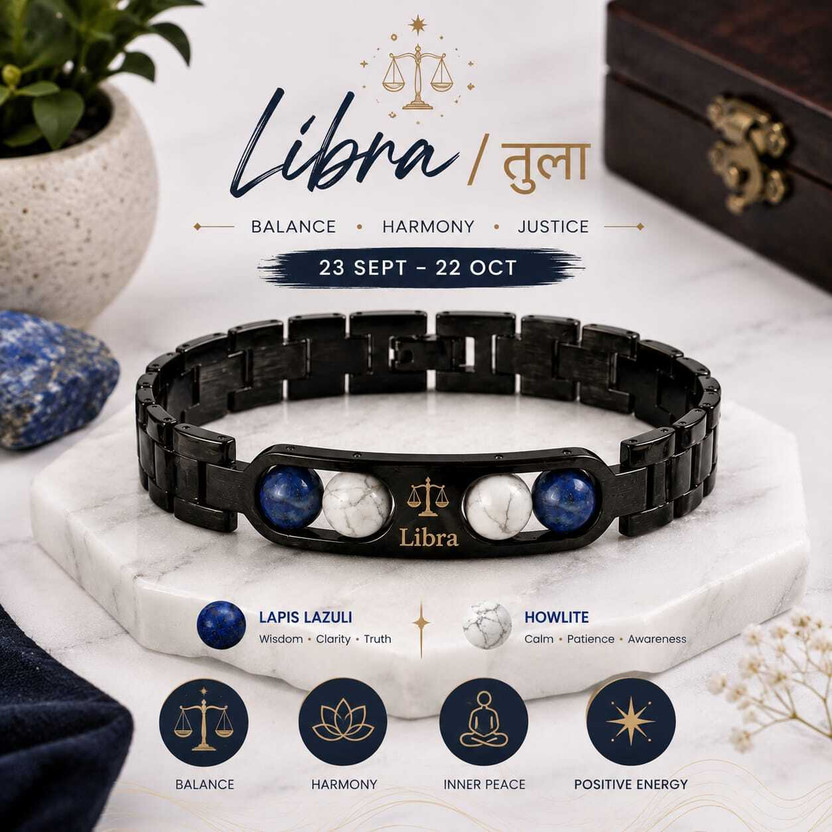 spyronix Lapiz Lazuli, Howlite Crystal Bracelet