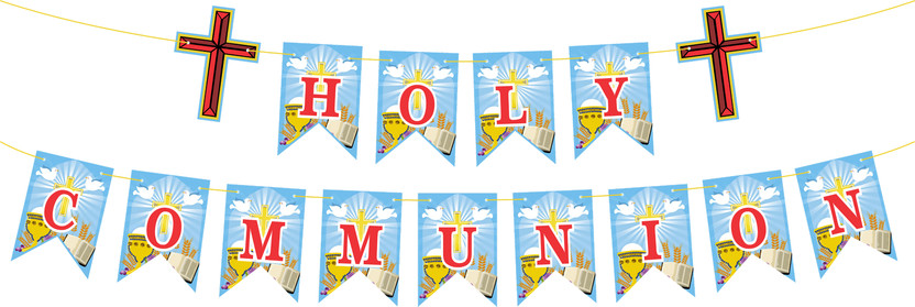 The Decor Queen Holy Communion Banner | Elegant Religious Party Decoration Banner(6 ft, Pack of 1)