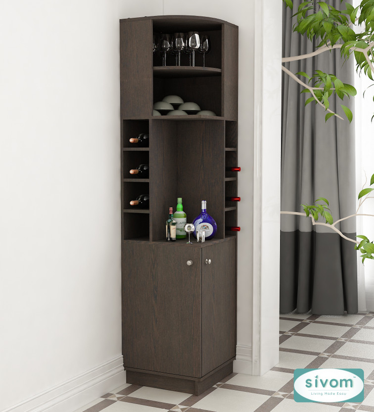 SIVOM Luxe Bar unit for Home/Bar Engineered Wood Bar Cabinet(Finish Color - Dark Wenge, Knock Down)