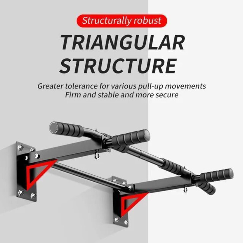 Sporto Fitness Pull Chin Up Bar Wall Mounted Home Iron Gym Exercise Dips Upper Body Workout Pull-up Bar(Black)