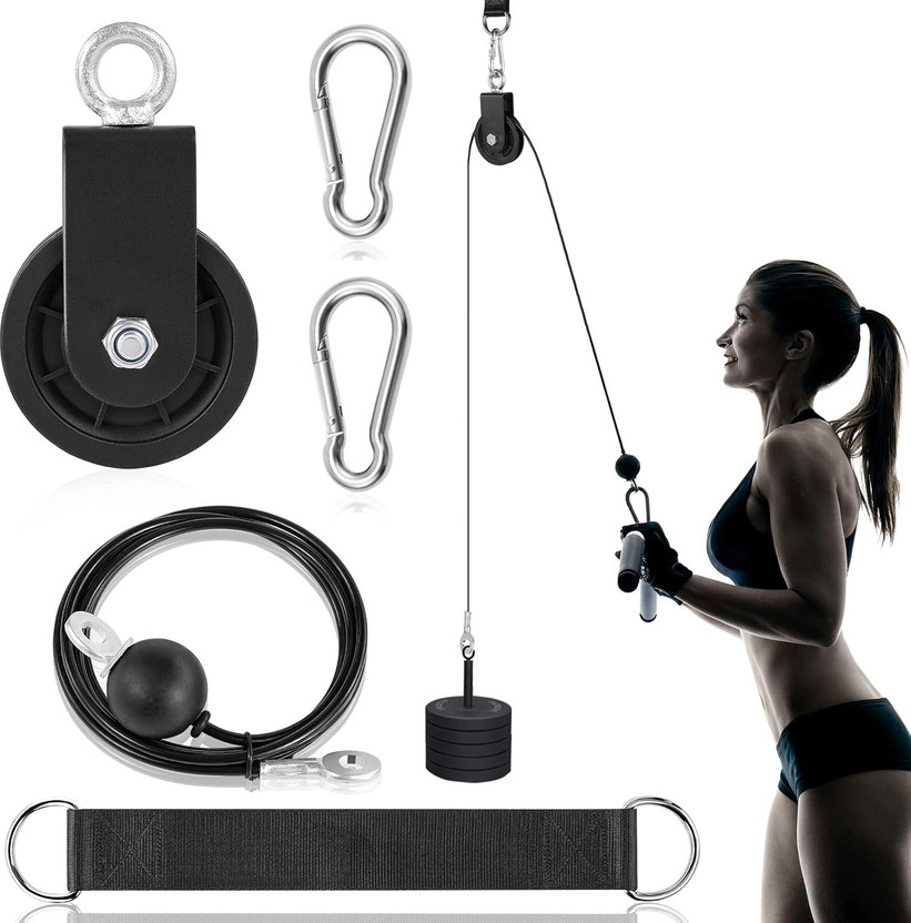 YMD YMD 2M Cable Pulley System with Carabiner, Strap,Detachable DIY Gym Pulley System Fitness Accessory Kit Kit - Flipkart Deal