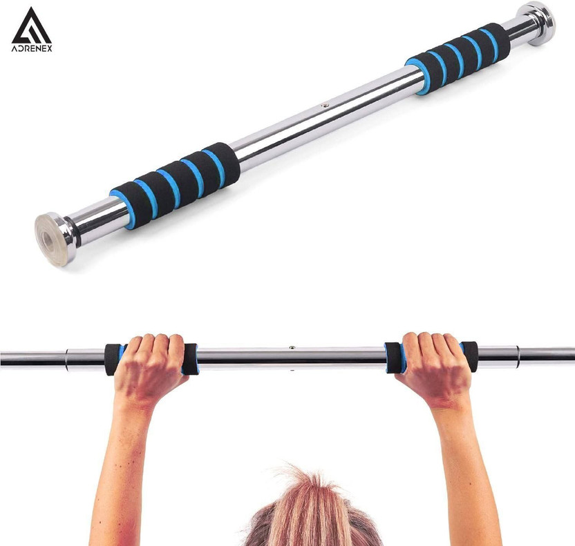 Adrenex Pull Up Bar for Home Workout Doorway Adjustable Strength Training Bar Pull-up Bar(Blue, Silver)