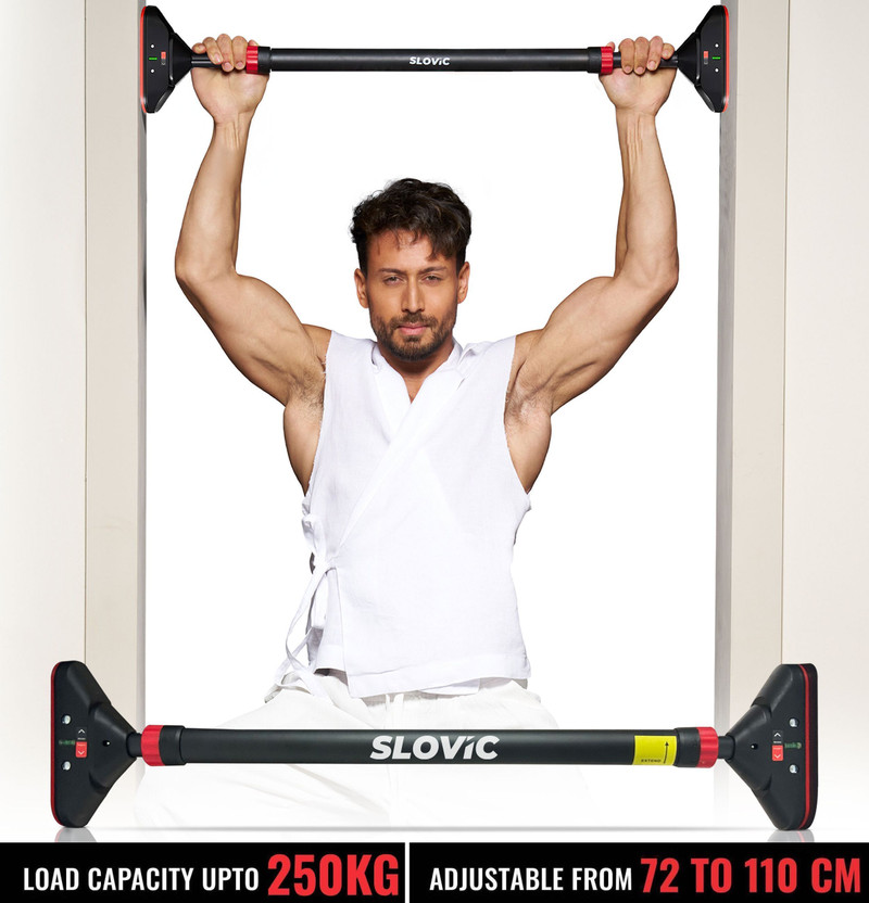 SLOVIC Pull-Up Bar for Home Workout | Non-Slip Carbon Steel Bar (Load Capacity: 200 Kg) Pull-up Bar(Black, Red)