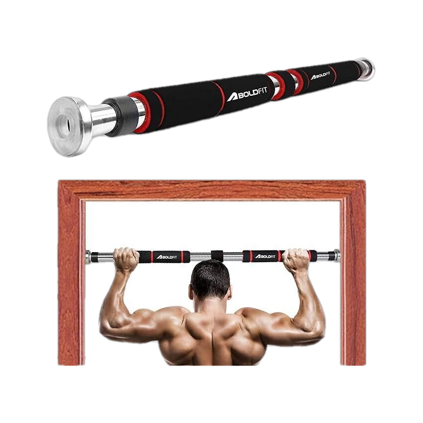 BOLDFIT Pull Up Bar For Home Wall Chin Up Bar For Home Workout Door Pullups Rod Stand Pull-up Bar(Black, Red)
