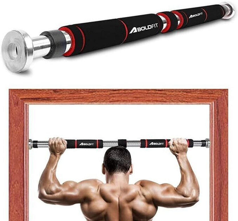BOLDFIT Pull Up Bar For Home Wall Chin Up Bar For Home Workout Door Pullups Rod Stand Pull-up Bar(Black, Red)