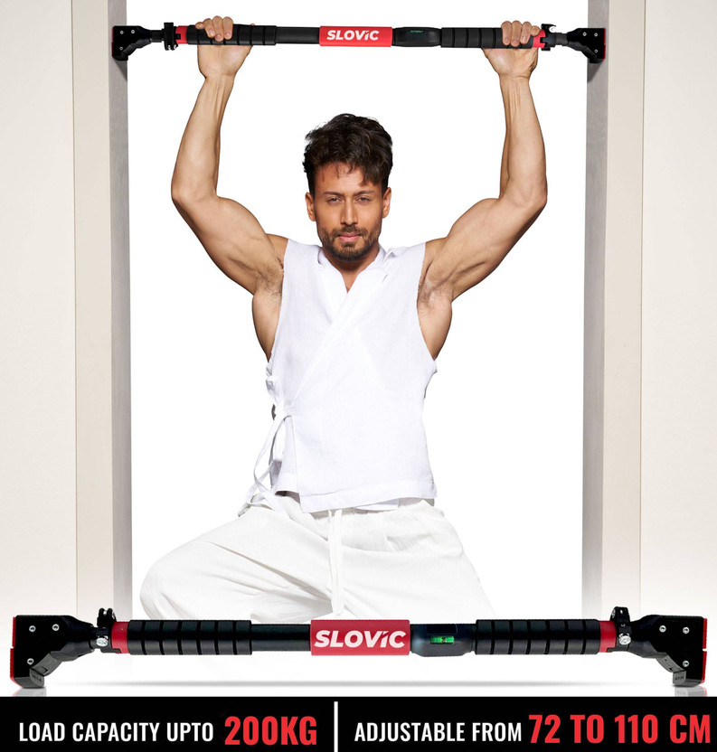 SLOVIC Pull Up Bar Advance Red and Black | Adjustable Home Gym Workout Equipment Pull-up Bar