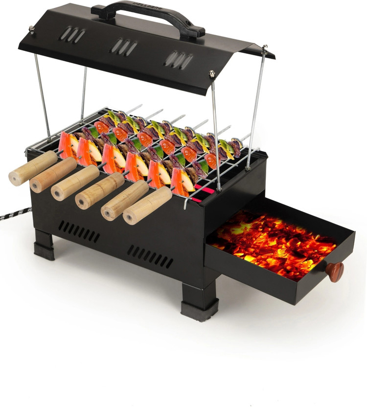 WELLBERG Barbecue Smoker 1200W for Indoor BBQ Grilled Meat, Smoke-Free Cooking Charcoal & Electric Grill