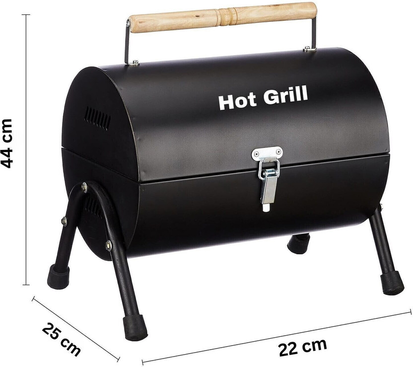 Hot Grill Portable Barrel-Style BBQ Grill With Skewers, Grill Mesh Compact Barrel BBQ Grill Charcoal Grill