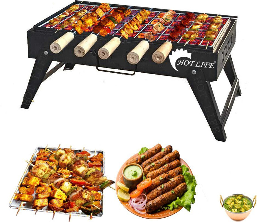 HOT LIFE TableStyleFoldingCompactPicnicBarbequeGrill,Tandoorwith5Skewer, with 5 Skewer Charcoal Grill(Portable, Foldable)