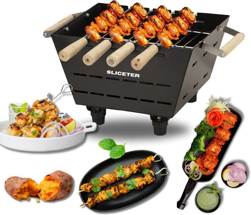 SLICETER Compact Coal Barbecue Griller for Outdoor Cooking and Grilling Healthy Food Charcoal Grill