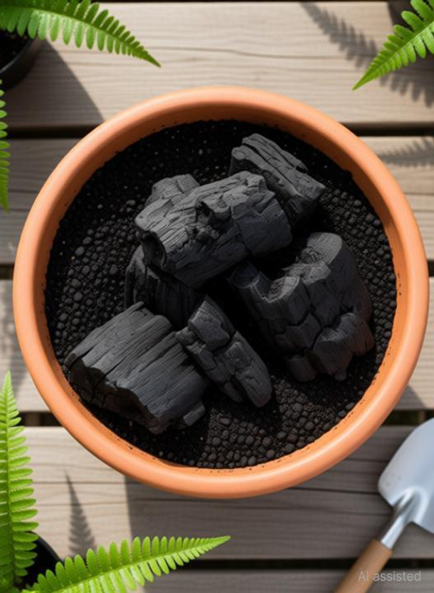 KOO Retails Wood Charcoal for Potting, Barbeque, 500gm Black Potting Mixture(0.5 kg, Granules)