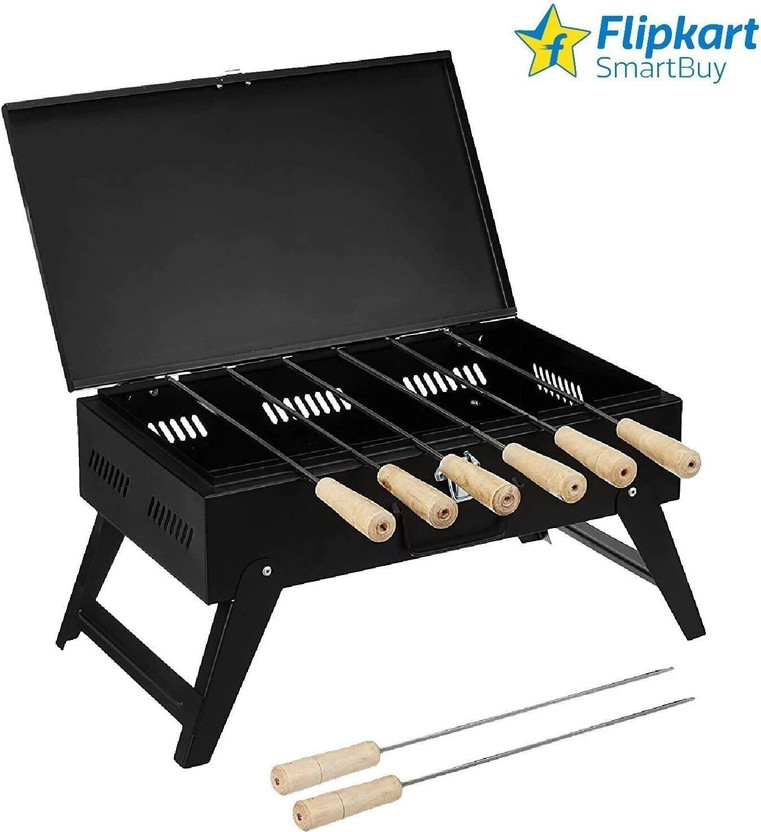 Flipkart SmartBuy Compact Griller with Foldable Legs in Briefcase Style for Travel Adventures with 5 Skewer Charcoal Grill(Portable, Foldable)