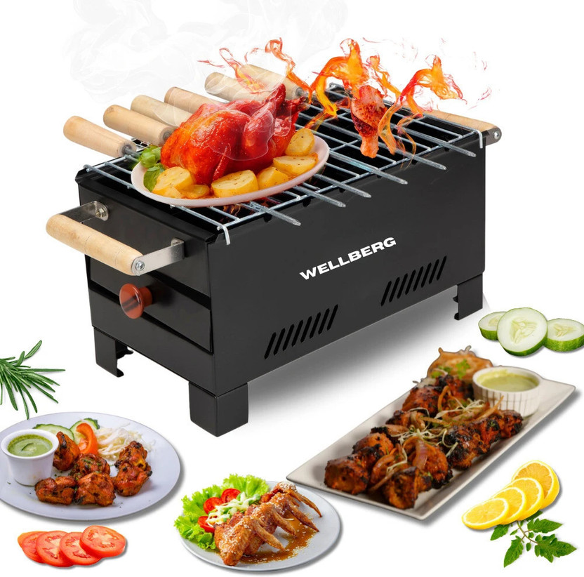 WELLBERG Outdoor Coal BBQ for Healthy Grilling, Ideal for Picnics and Party Cooking Charcoal Grill