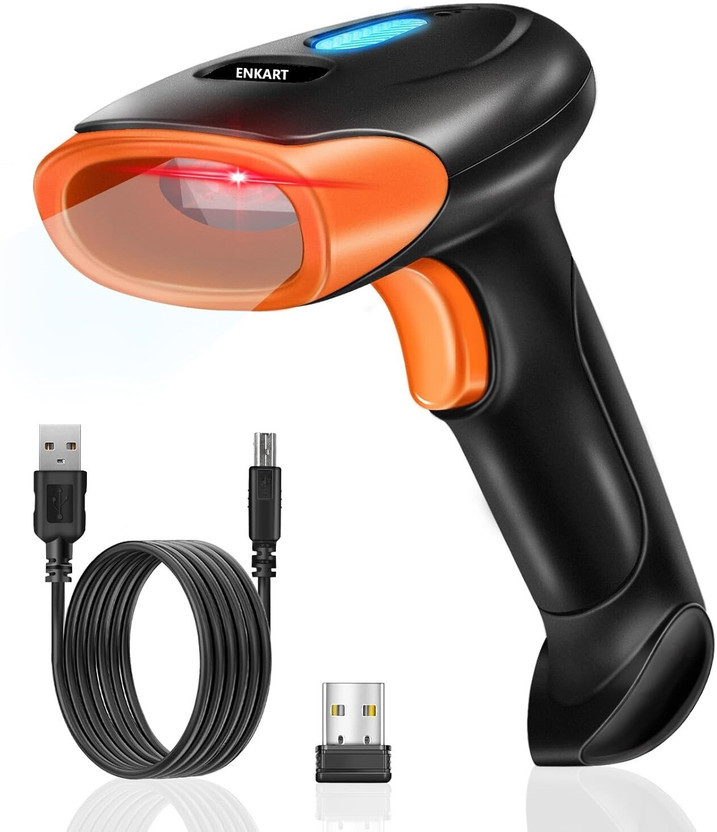 ENKART Wireless 2D Barcode Scanner Wireless Barcode Reader | Wired QR Code Scanner | Support Win/MAC Connection | Bar Code Scanners 2D Camera Barcode Scanner 2D Camera Barcode Scanner(Handheld)