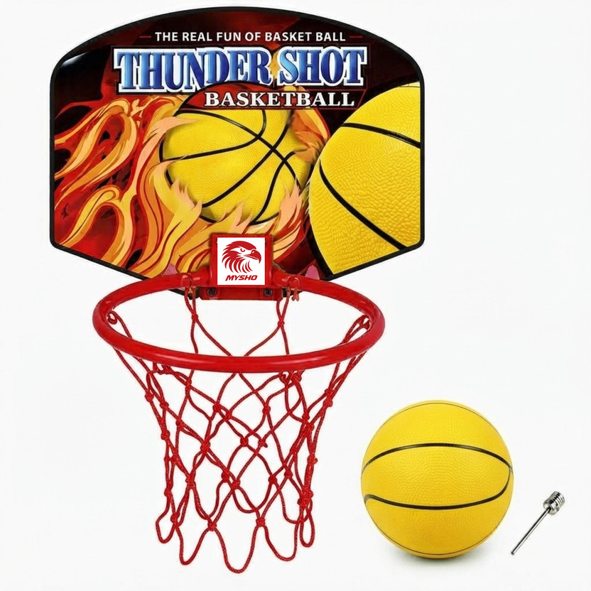 MYSHO MYSHO Kids Basketball Ring Hoop Set with Ball Wall Mount Mini Basketboard Rim Net Basketball Ring(3 Basketball Size With Net) - Flipkart Deal