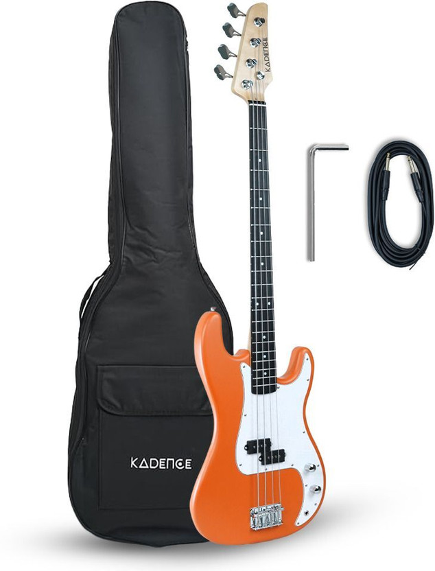 KADENCE KPB1-MHO Tennessee 46.5” (P-Style) Fixed Bridge with Gig Bag & Cable Orange Electric Bass Guitar(Fretted)