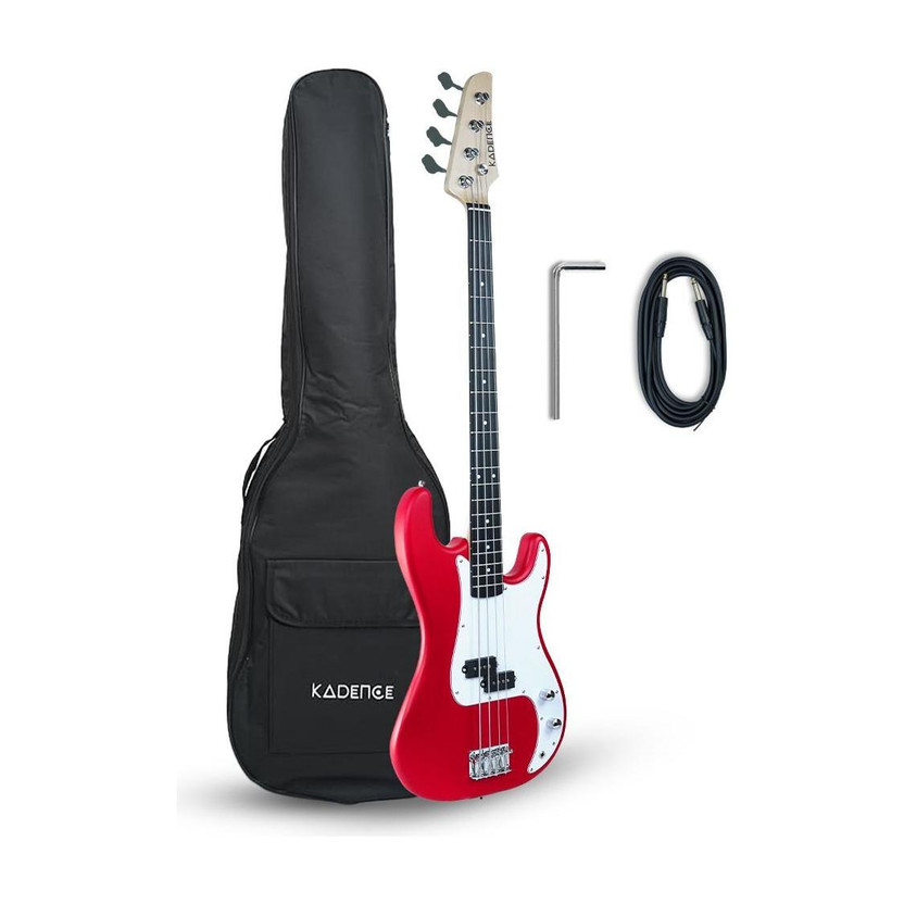 KADENCE KPB1-MRD Tennessee 46.5” (P-Style) Fixed Bridge with Gig Bag & Cable Red Electric Bass Guitar(Fretted)