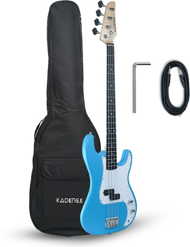 KADENCE KPB1-MLB Tennessee 46.5” (P-Style) Fixed Bridge with Gig Bag & Cable Blue Acoustic Bass Guitar(Fretted)