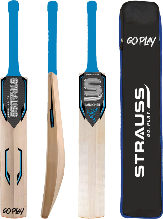 Strauss Launcher | Suitable Only for Tennis Ball | Size: Short Handle | Kashmir Willow Cricket  Bat For 15+ Yrs(1050-1200 g)