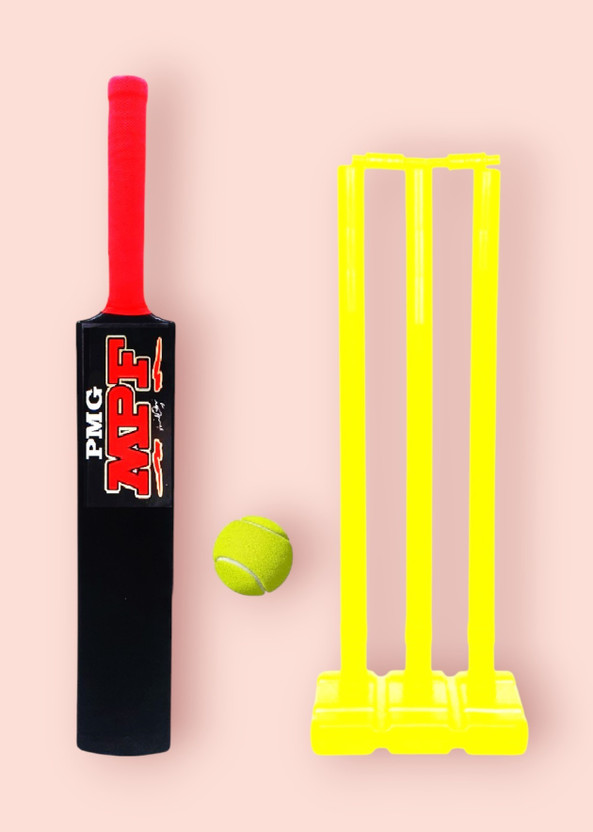 PMG Hard Plastic Bat with PVC Wicket Set & 1 Ball | Cricket Kit for kids 5-8 Years PVC/Plastic Cricket  Bat For 6 - 7 Yrs(0.8 kg)