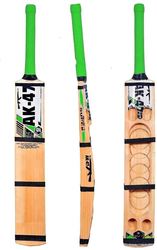 ISBN AK 47 HANCRAFTED DESIGN EDITION TRIPLE BLADE FOR HARD TENNIS BALL 900-1100G Kashmir Willow Cricket  Bat For 15+ Yrs(900-1100 g)