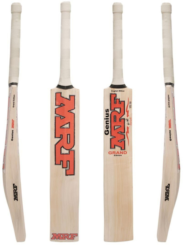 Genius MRF age 11-14 mf red_Genius Edition leather ball bat english willow cricket bat Kashmir Willow Cricket  Bat For 15+ Yrs(1200-1400 g)
