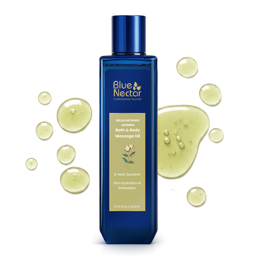 Blue Nectar Sensuous Body Massage Oil with Jasmine Oil, Body Oil for Skin for Women & Men(200 ml)