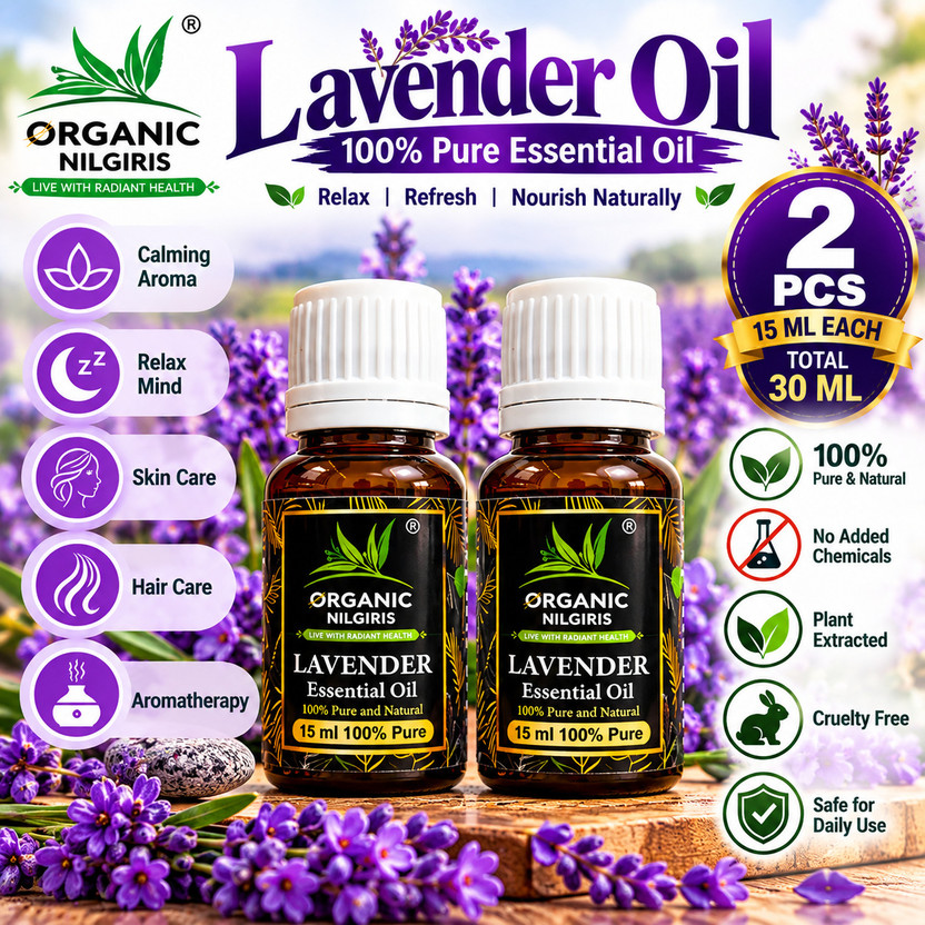 organic nilgiris Lavender Essential Oil Natural, Aromatherapy, Stress Relief, Skin & Hair Care(30 ml)