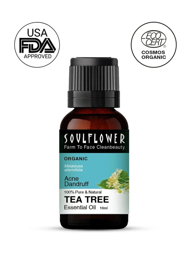 Soulflower Tea Tree Essential Oil | Hair Growth, Skin, Face Acne | Pure, Organic, Undiluted(10 ml)