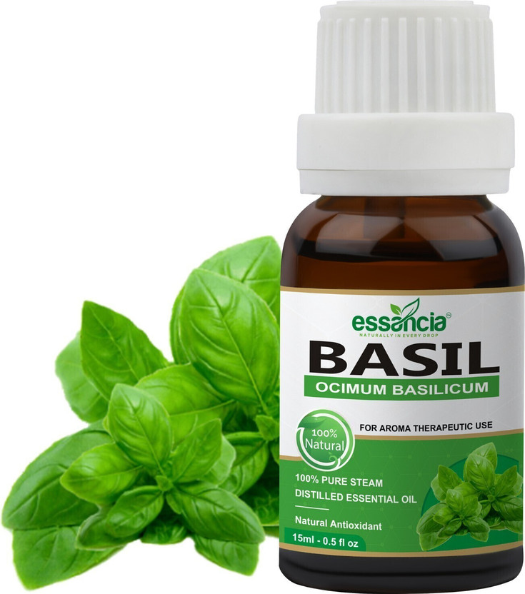 essancia essancia Basil Essential Oil For Hair Care, Skin Care, Face, Mosquito Bites, Body Massage, Insect-Repellent, Difffuser & Aromatherapy. 100% Natural, Undiluted, Pure & Therapeutic Grade Essential Oil.(15 ml) - Flipkart Deal