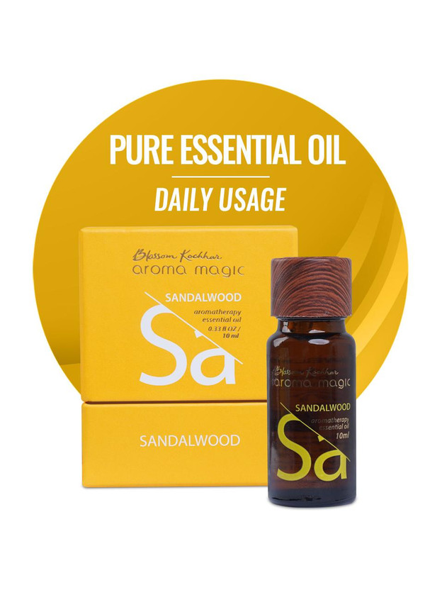 Aroma Magic Sandalwood Essential Oil for Fragrance, Skin, Bathing|Stress Relief & Relaxation(10 ml)