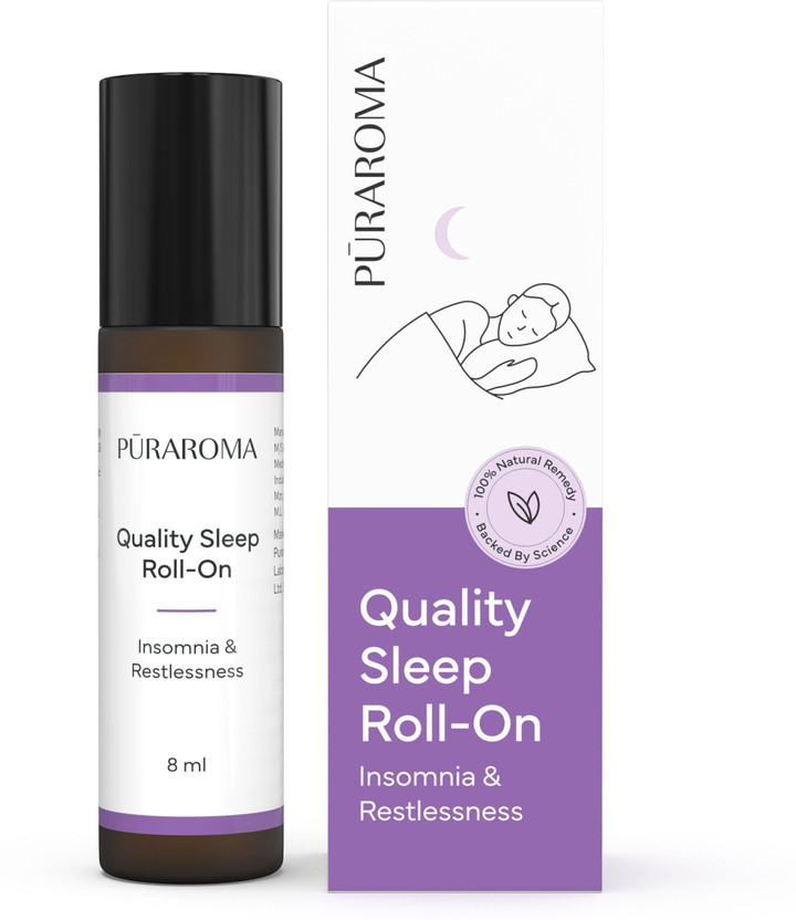 Puraroma Quality Sleep Roll-On, Natural, Promotes Sleep & Reduces Anxiety(8 ml)