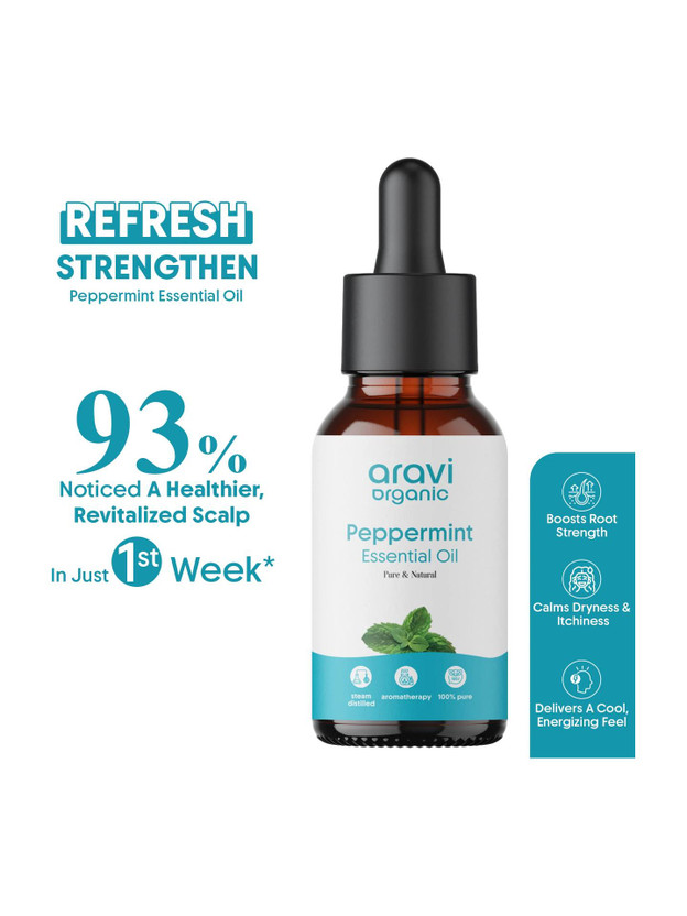 Aravi Aravi Organic 100% Pure Peppermint Essential Oil For Hair Fall Control & Nourishment Scalp(15 ml) - Flipkart Deal