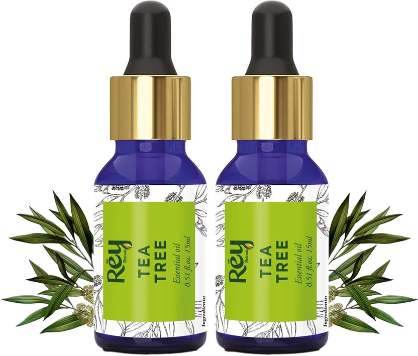 Rey Naturals Tea Tree Essential Oil - Pure, Organic, Undiluted | For Hair Growth, Skin, Acne(30 ml)