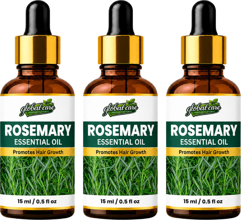 global care (PACK OF 3) Rosemary Essential Oil 15ml | Hair & Scalp Care Oil(45 ml)
