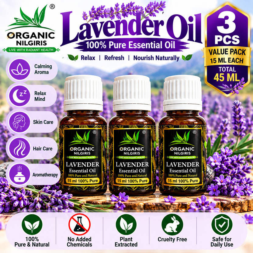 organic nilgiris Lavender Essential Oil Natural, Aromatherapy, Stress Relief, Skin & Hair Care(45 ml)