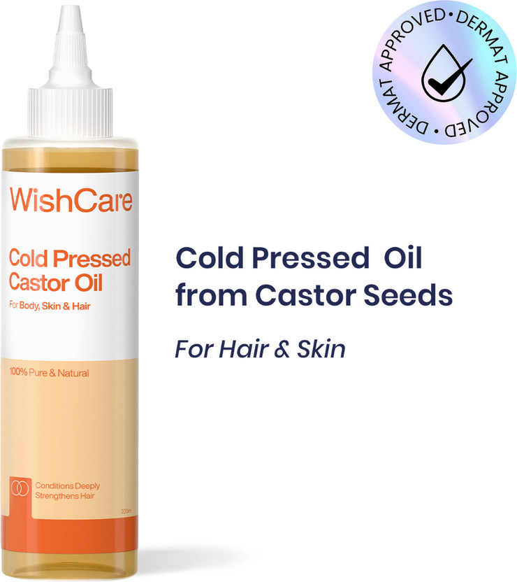 WishCare Premium Cold Pressed Castor Oil For Hair Growth & Glowing Skin Hair Oil(200 ml)