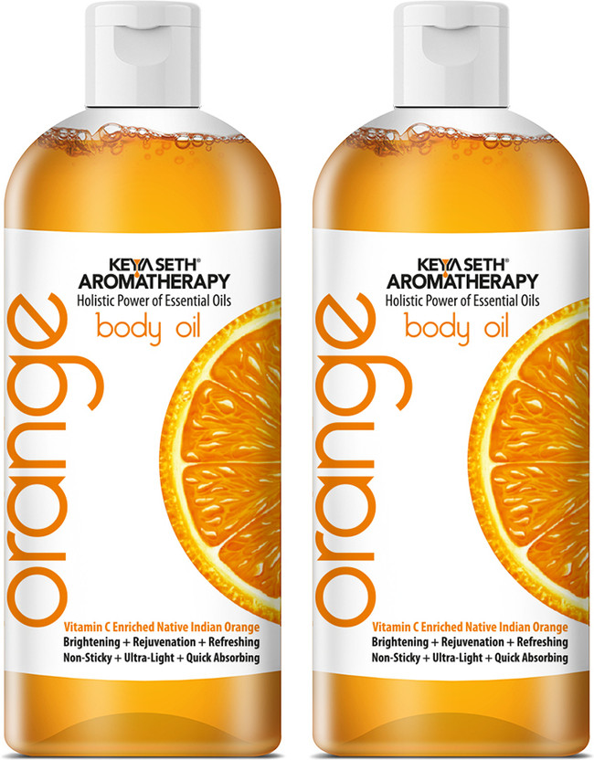 KEYA SETH AROMATHERAPY Orange Body Oil Skin Lightening Rejuvenating Non-Sticky for Daily Use After Bath(800 ml)