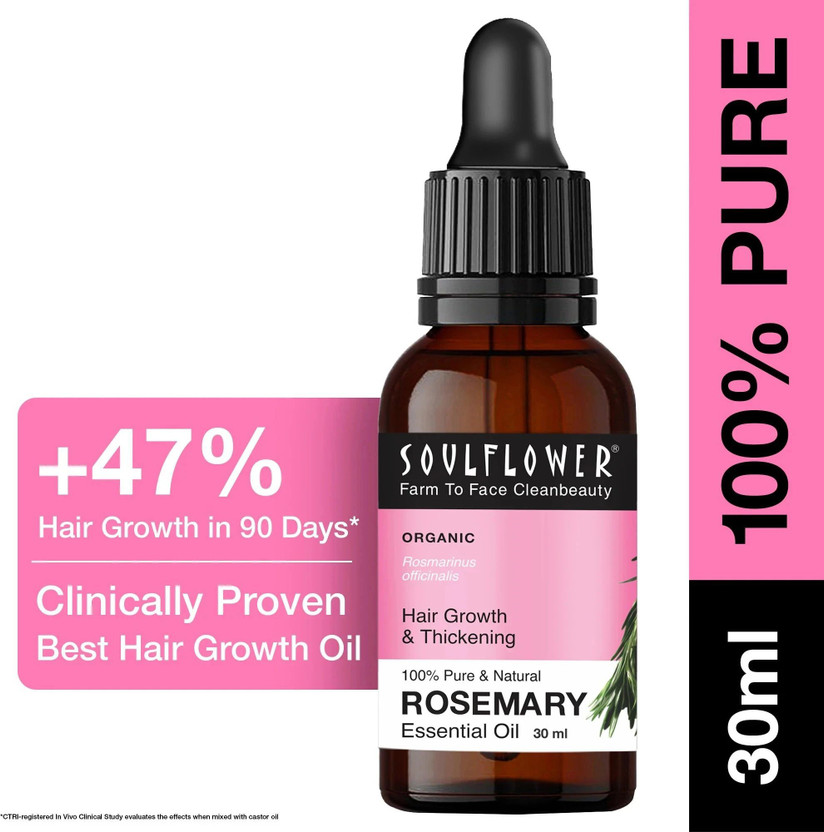 Soulflower Rosemary Essential Oil 30ml, 100% Premium & Pure, Natural & Undiluted, For Skin and Hair, Hair Growth, Acne Control, Pimple Care(30 ml)